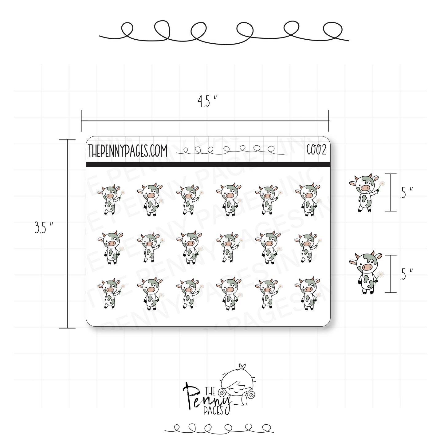 Millie the Cow - Flowers - C002