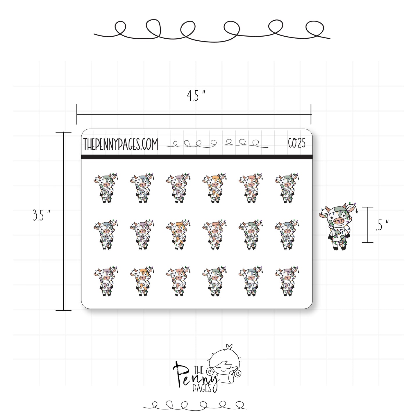 Millie the Cow - Christmas Lights - C025