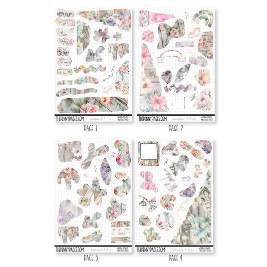 Mixed Journal Pages - Wooden Flowers