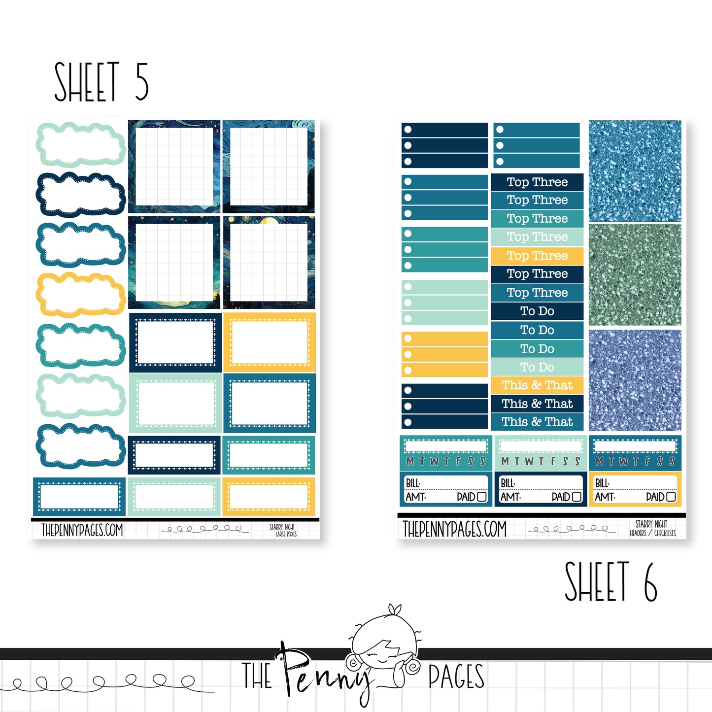 Starry Night - B6 vertical weekly kit