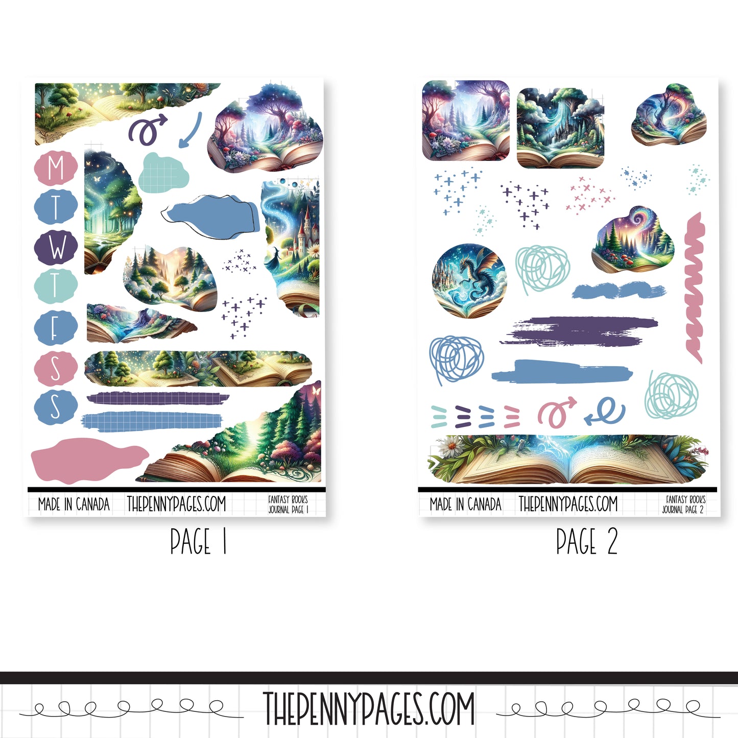 Journaling pages - Fantasy Books