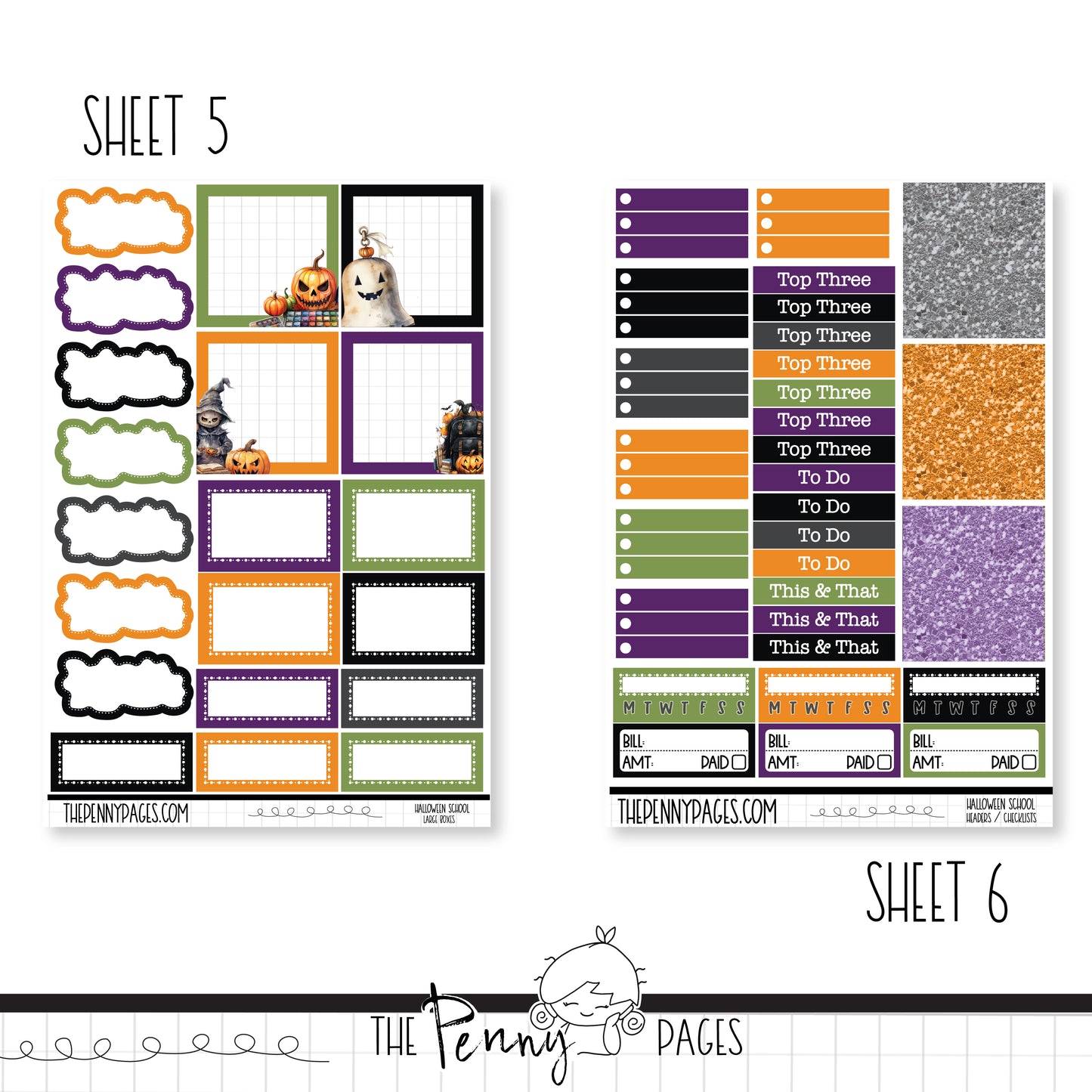 Halloween School - B6 vertical weekly kit