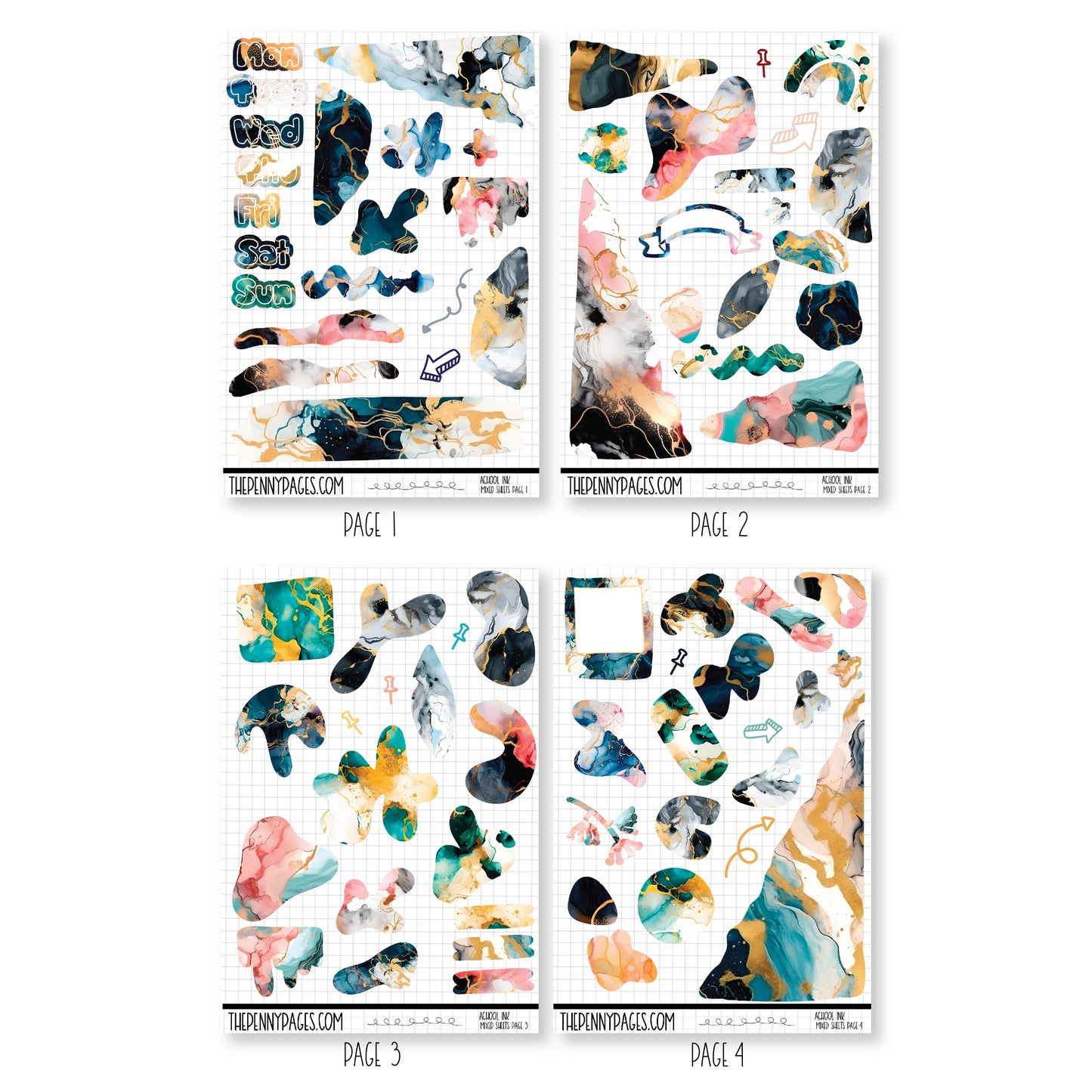 Mixed Journal Pages - Alcohol Ink