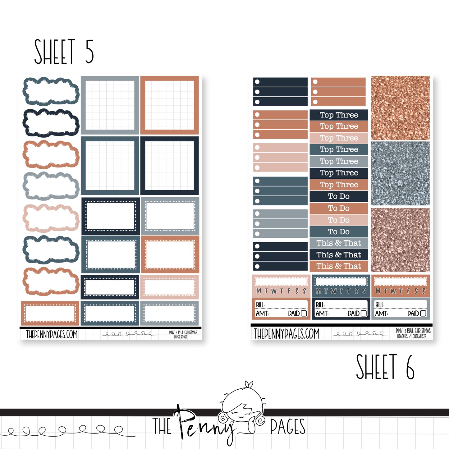 Pink & Blue Christmas - B6 vertical weekly kit