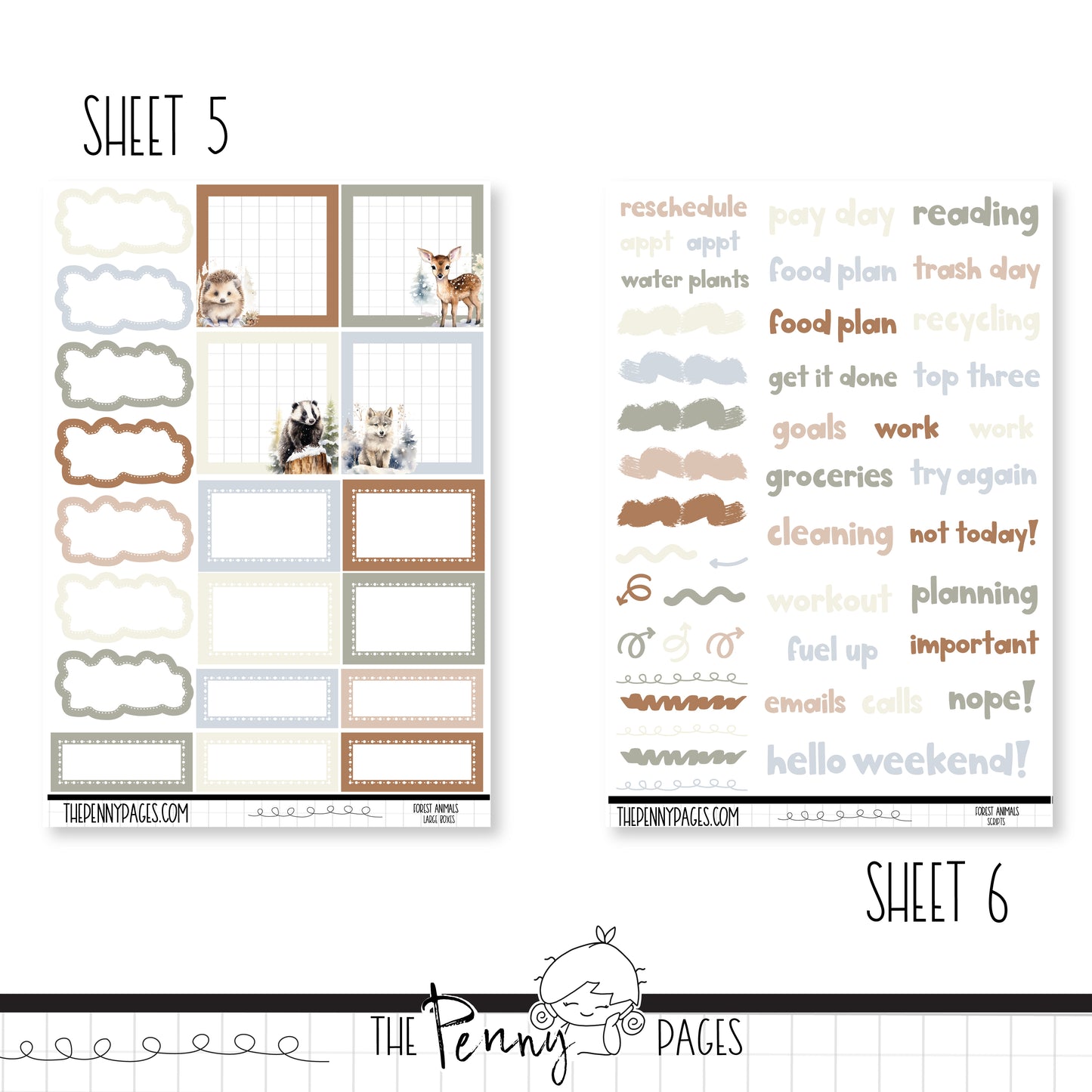 Forest Animals - Weeks vertical weekly kit