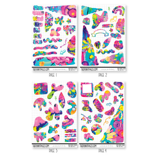 Mixed Journal Pages - Neon Painted Flowers