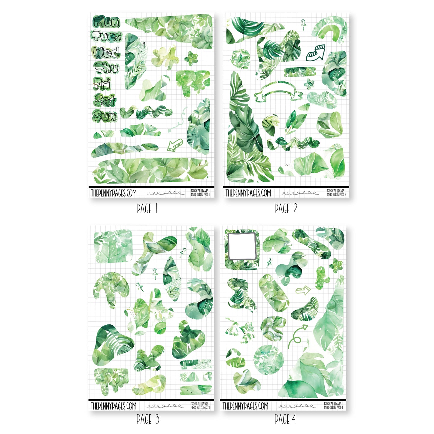 Mixed Journal Pages - Tropical Leaves