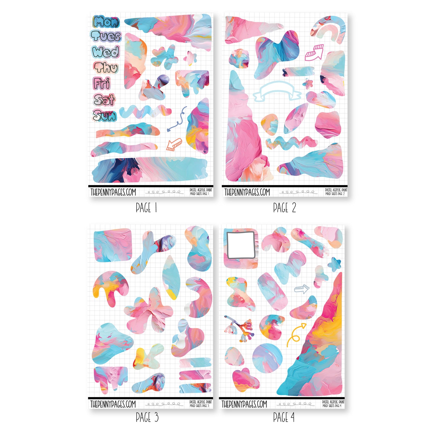 Mixed Journal Pages - Pastel Acrylic Paint