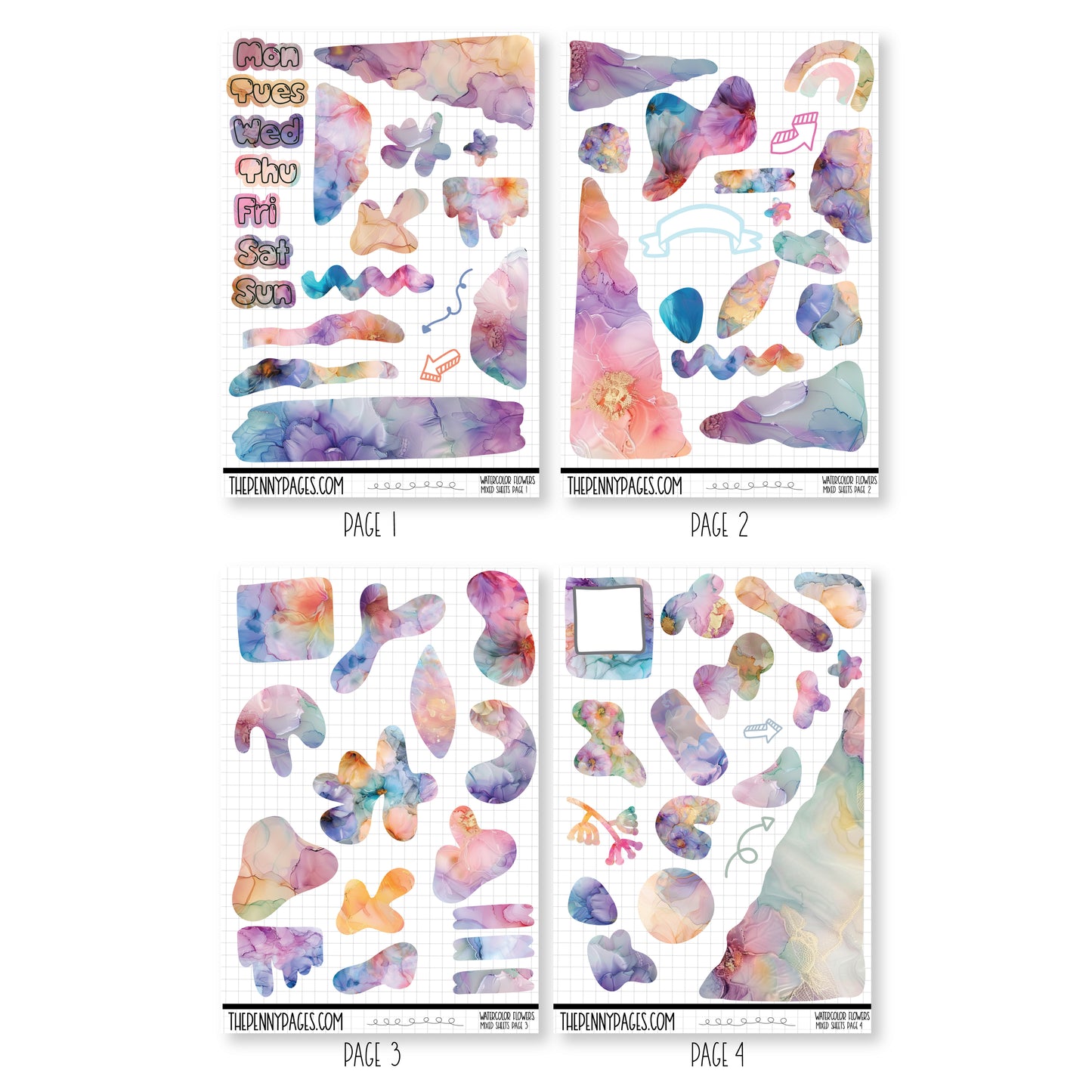 Mixed Journal Pages - Watercolor Flowers