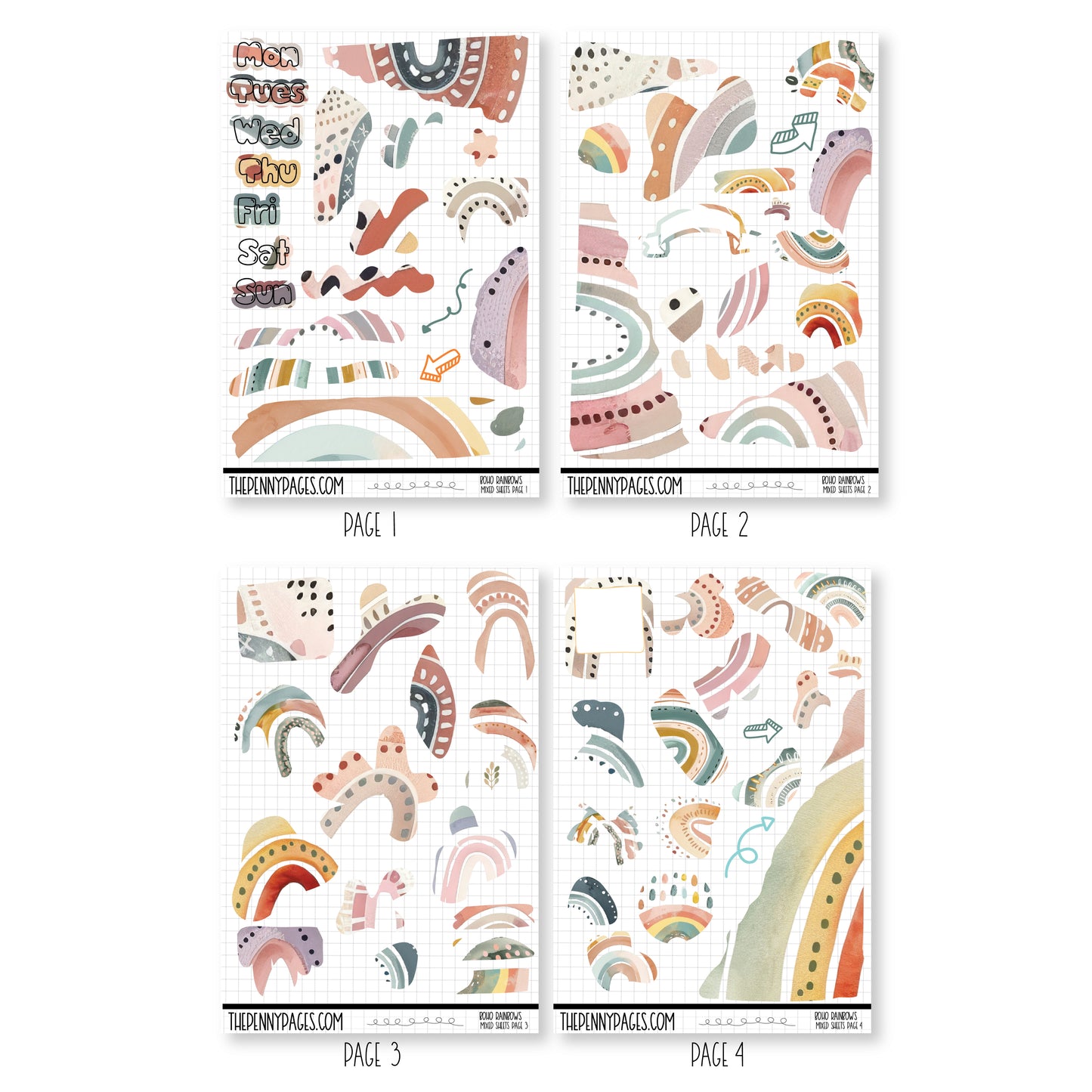 Mixed Journal Pages - Boho Rainbows