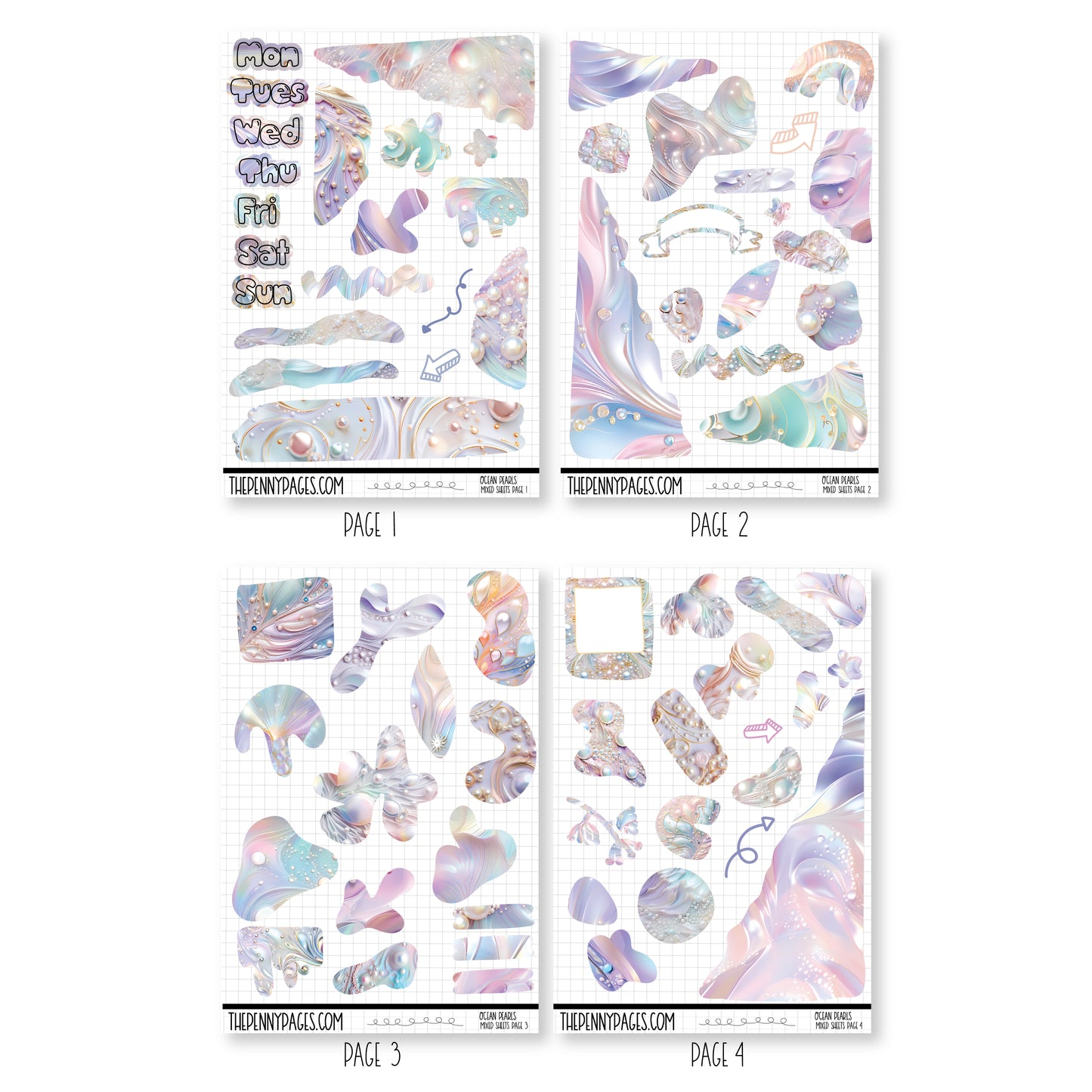 Mixed Journal Pages - Ocean Pearls