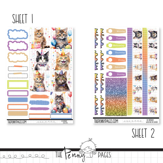 Cat Birthday - B6 vertical weekly kit