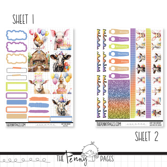 Farm Yard Birthday - B6 vertical weekly kit