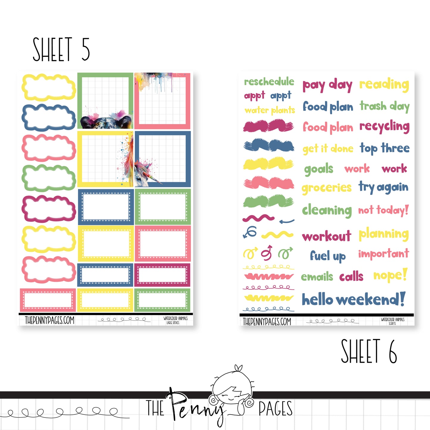 Watercolor Animals - Pentrix weekly kit