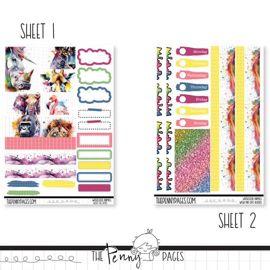 Watercolor Animals - Weeks vertical weekly kit