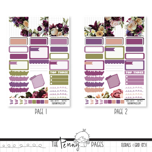 #1031 Florals & Grid - Daily Pages