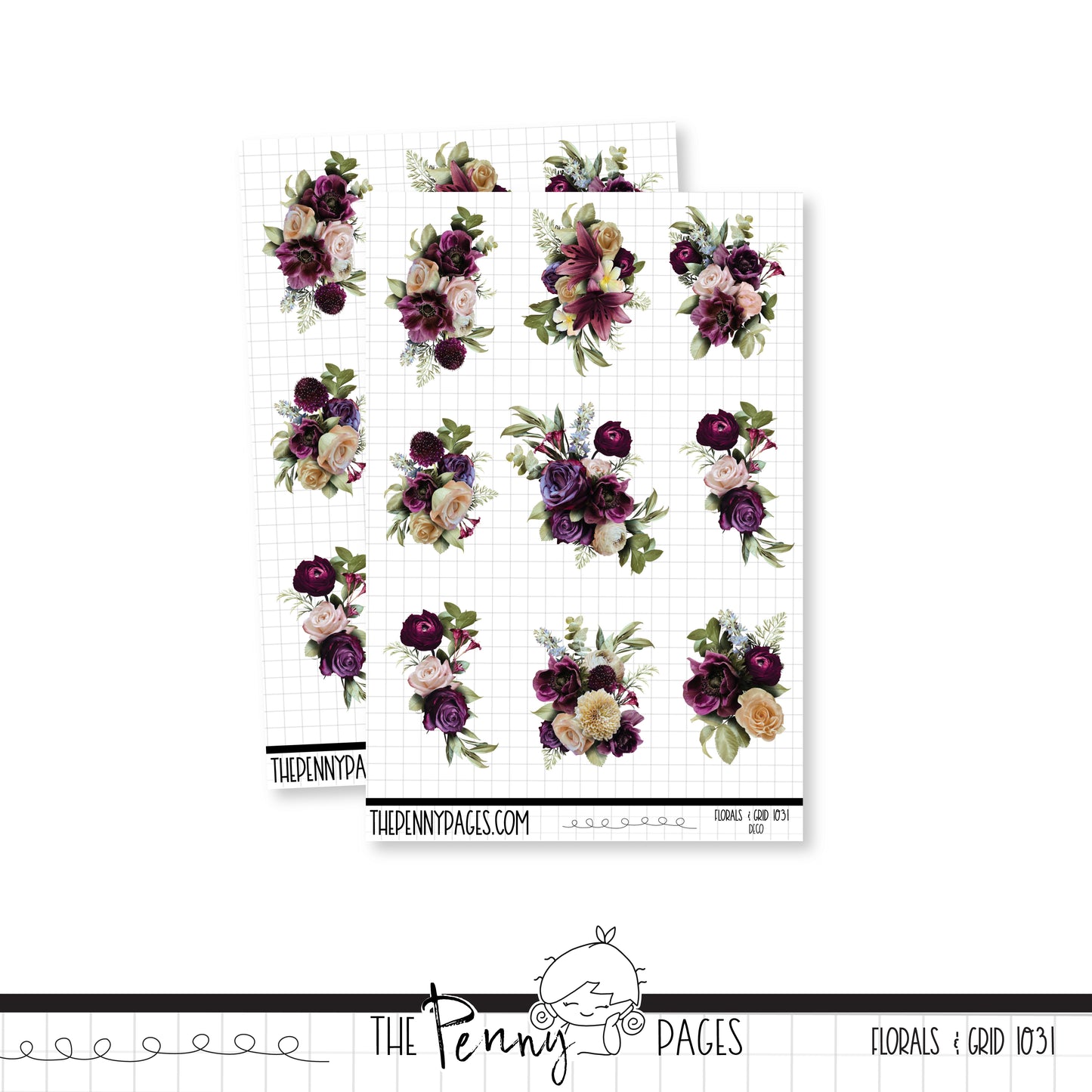 #1031 Florals & Grid - Deco sheet