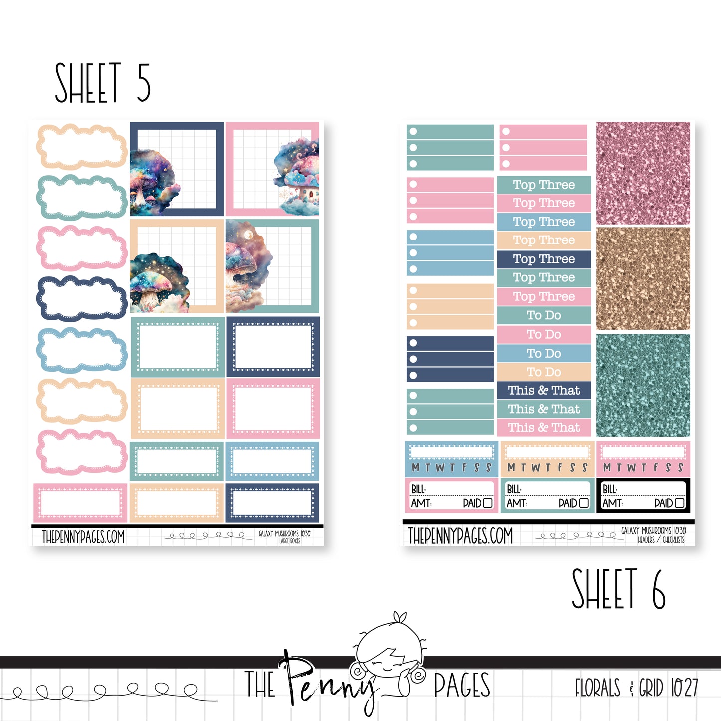 #1030 Galaxy Mushrooms - Weeks vertical weekly kit