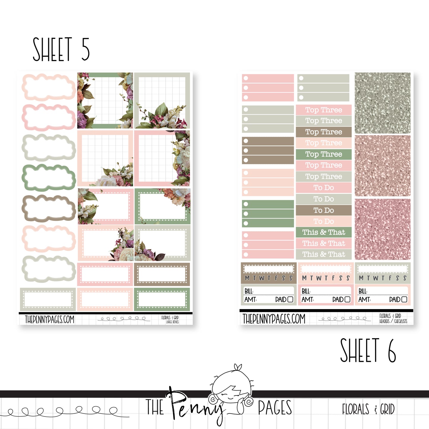 March - Florals & Grid - Standard Vertical