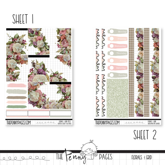 March - Florals & Grid - Standard Vertical