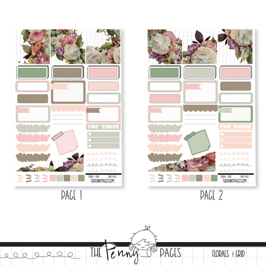 March - Florals & Grid - Daily Pages