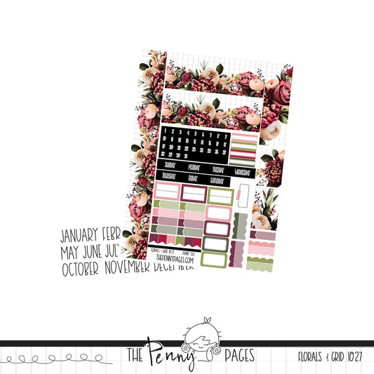 #1027 Florals & Grid - Various Size Monthly kit