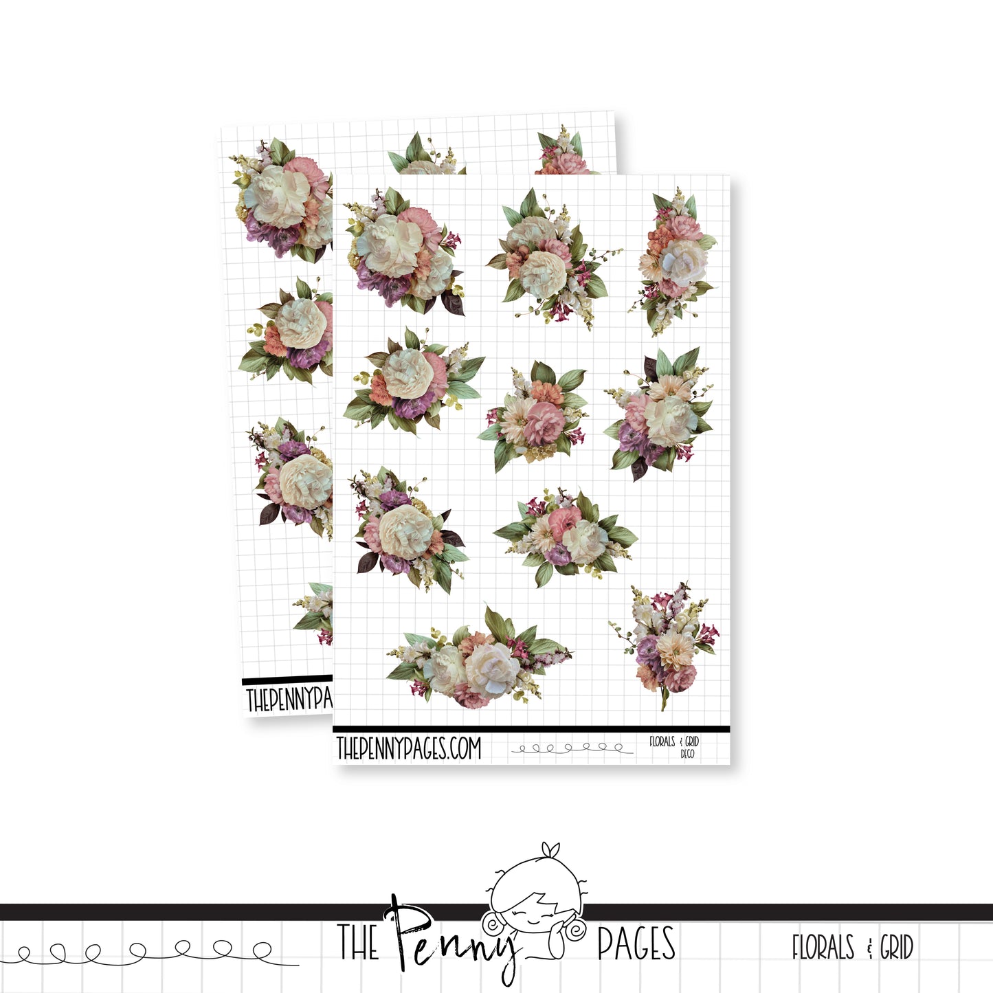 March - Florals & Grid - Deco sheet