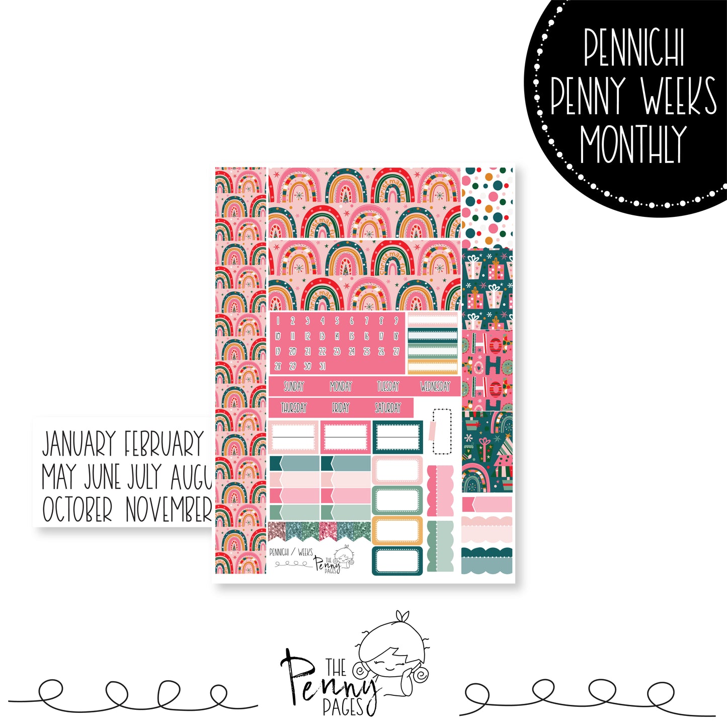 Various Size Monthly kit - Christmas Rainbows