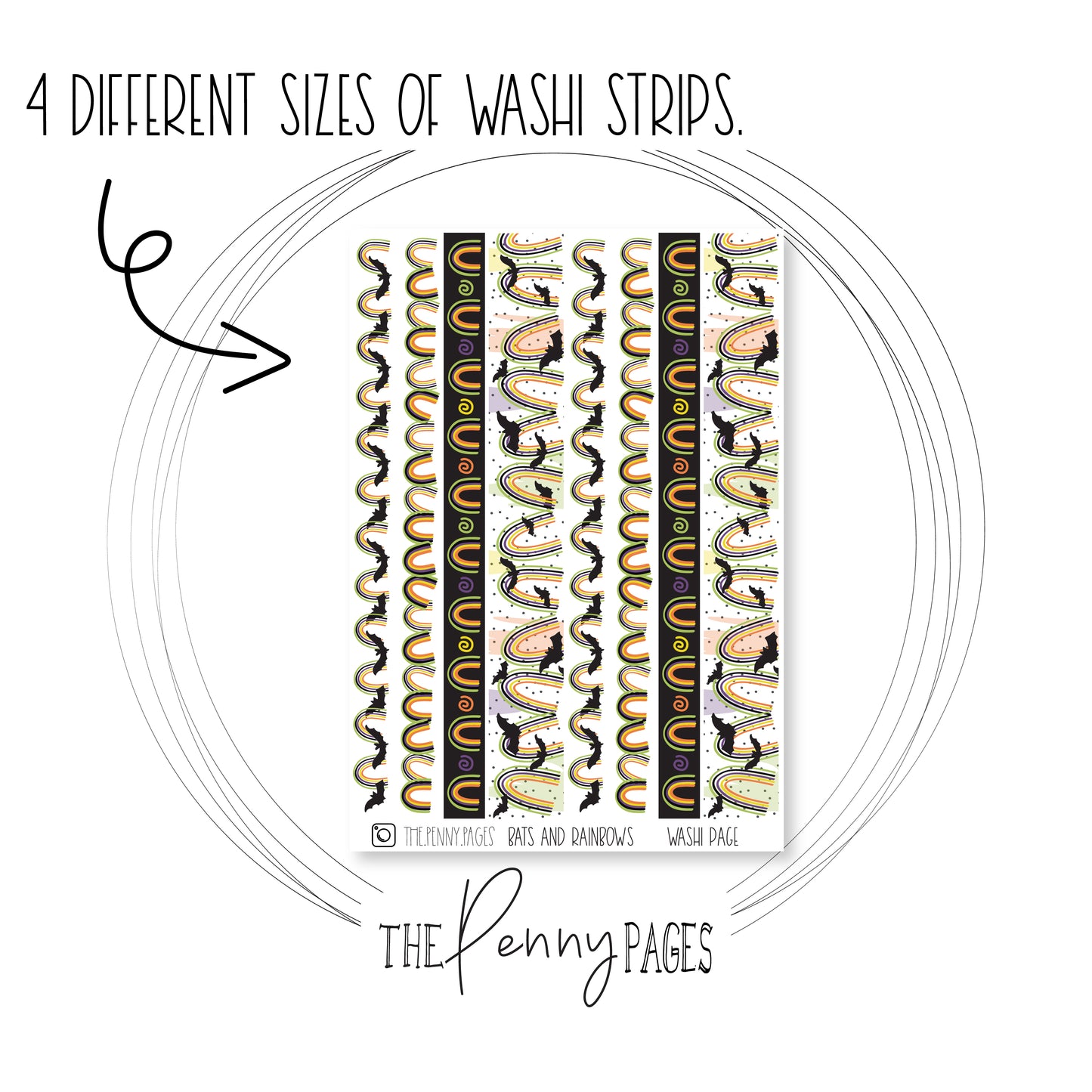 Bats and rainbows Large Washi