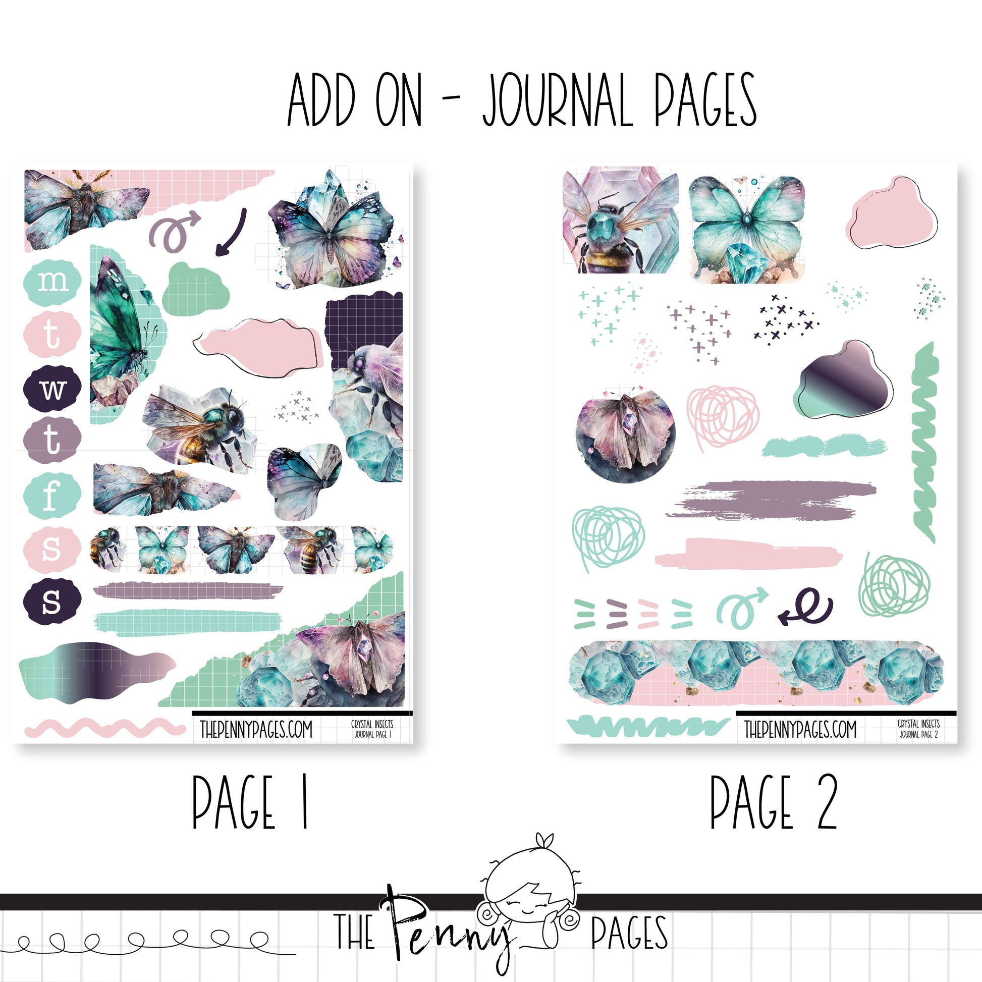 two pages of a planner with a butterfly theme