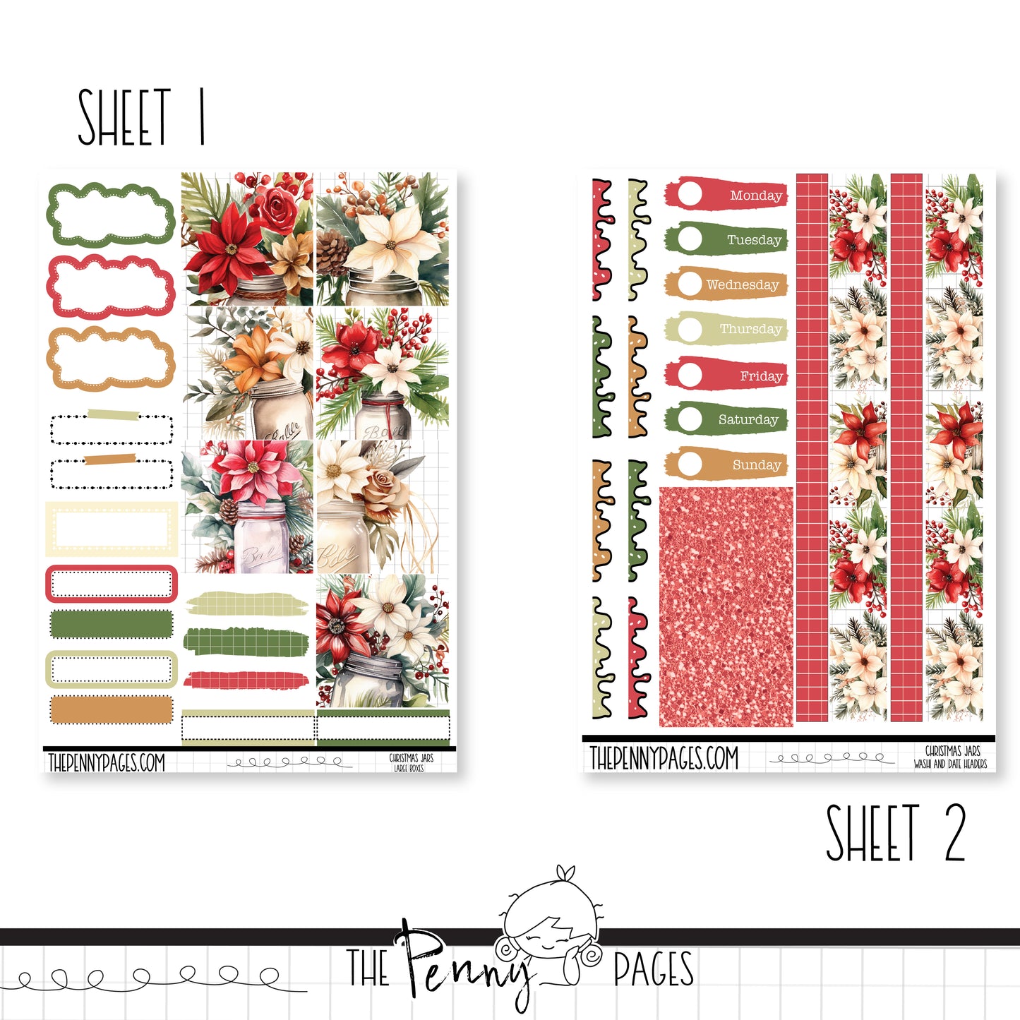 Christmas Jars  - B6 vertical weekly kit