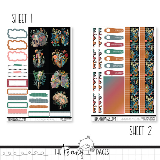 Floral Human Anatomy  - B6 vertical weekly kit
