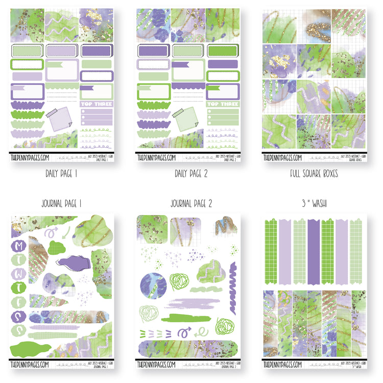 Abstract & Grid - July 2023 - Green and Purple