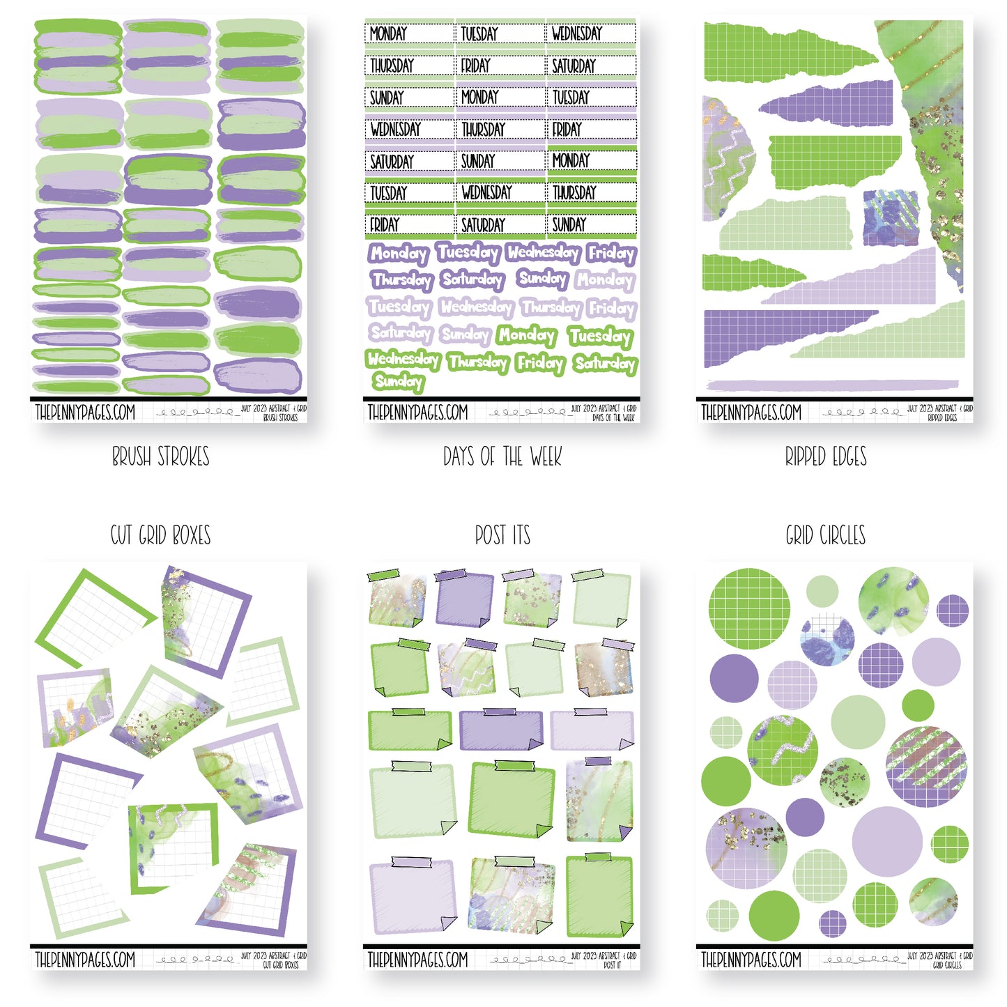 Abstract & Grid - July 2023 - Green and Purple