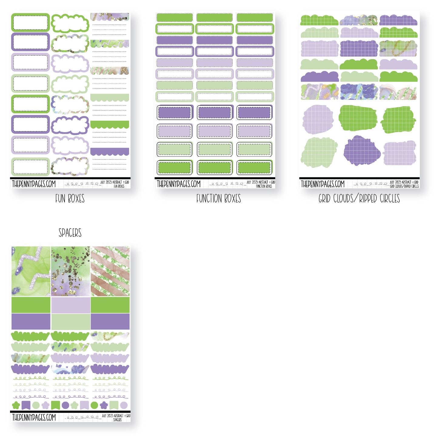 Abstract & Grid - July 2023 - Green and Purple