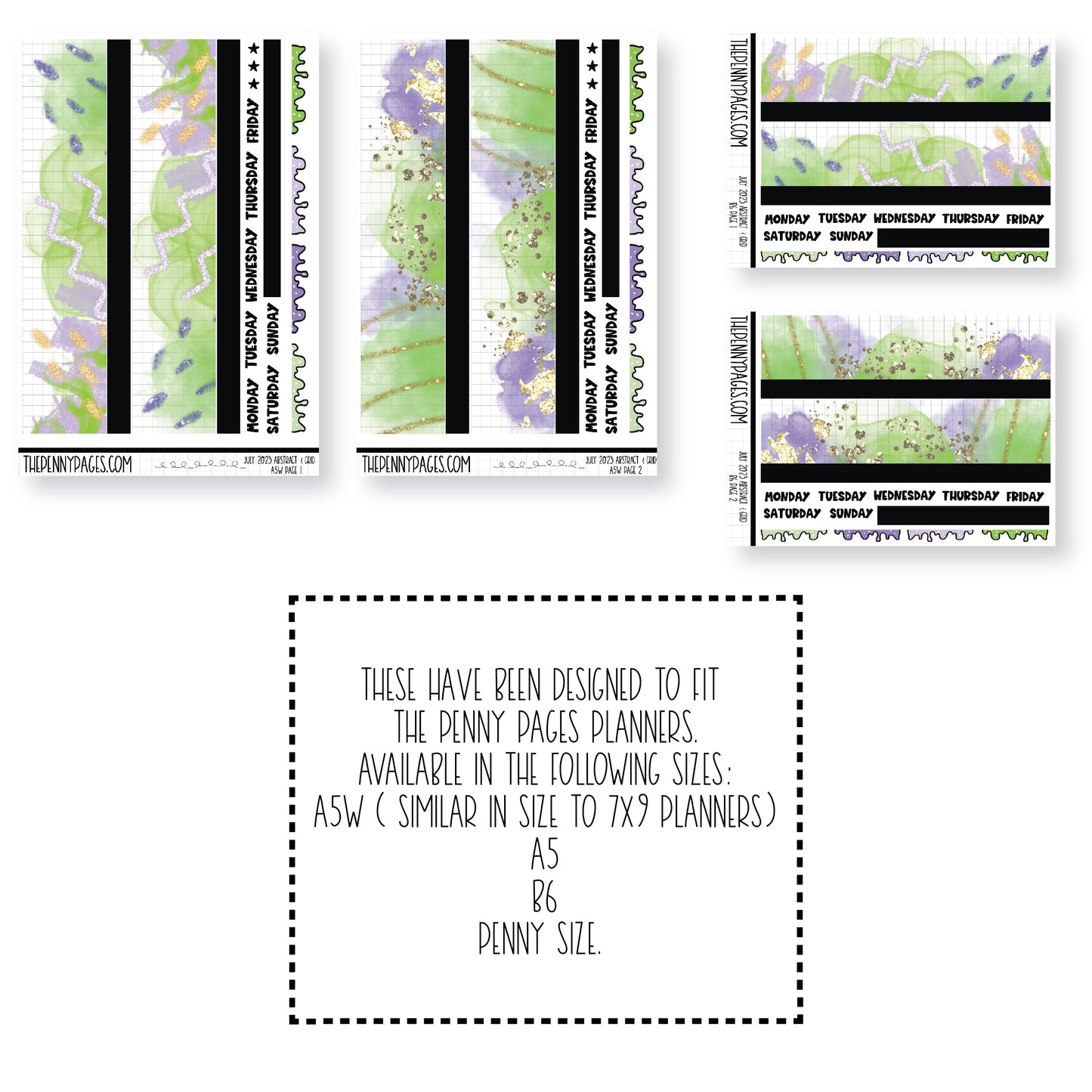 Abstract & Grid - July 2023 - Green and Purple