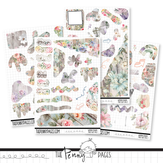 Mixed Journal Pages - Wooden Flowers