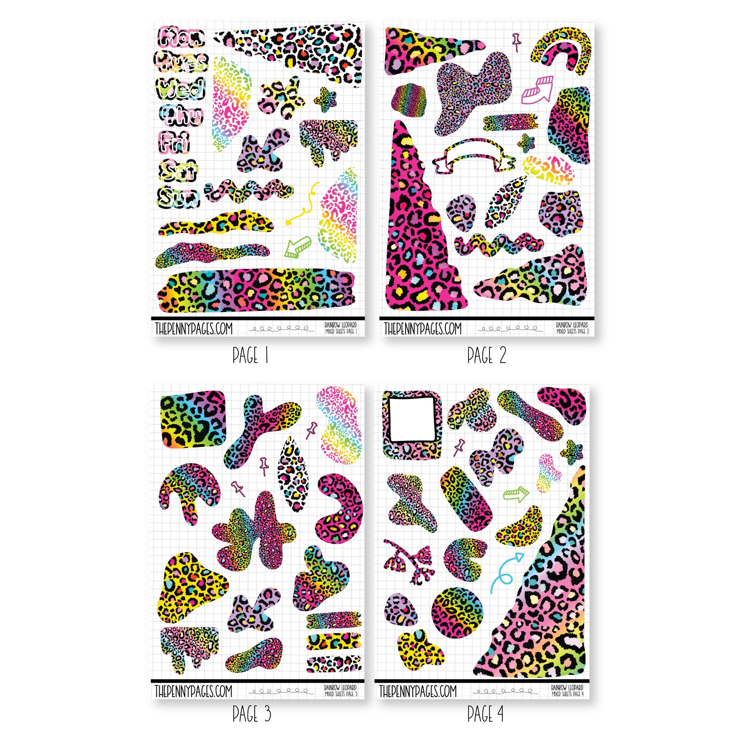 Mixed Journal Pages - Rainbow Leopard