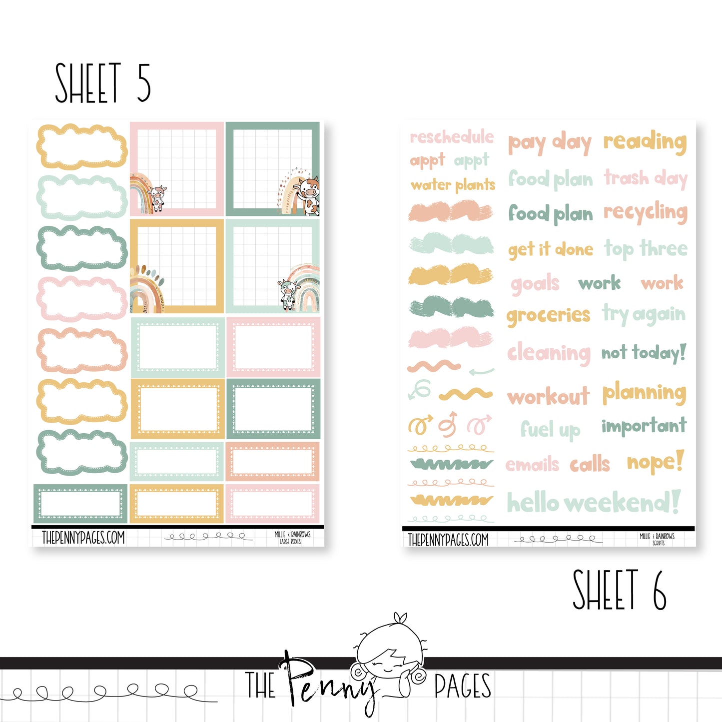 Millie & Rainbows   - B6 vertical weekly kit