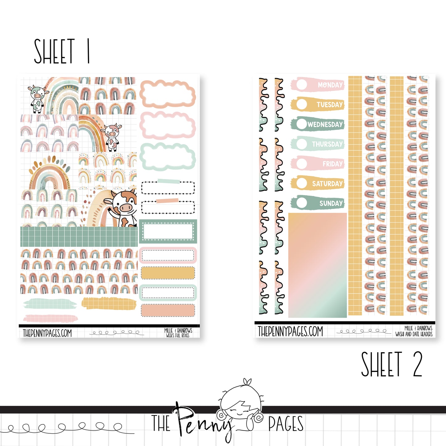 Millie & Rainbows  - Weeks vertical weekly kit