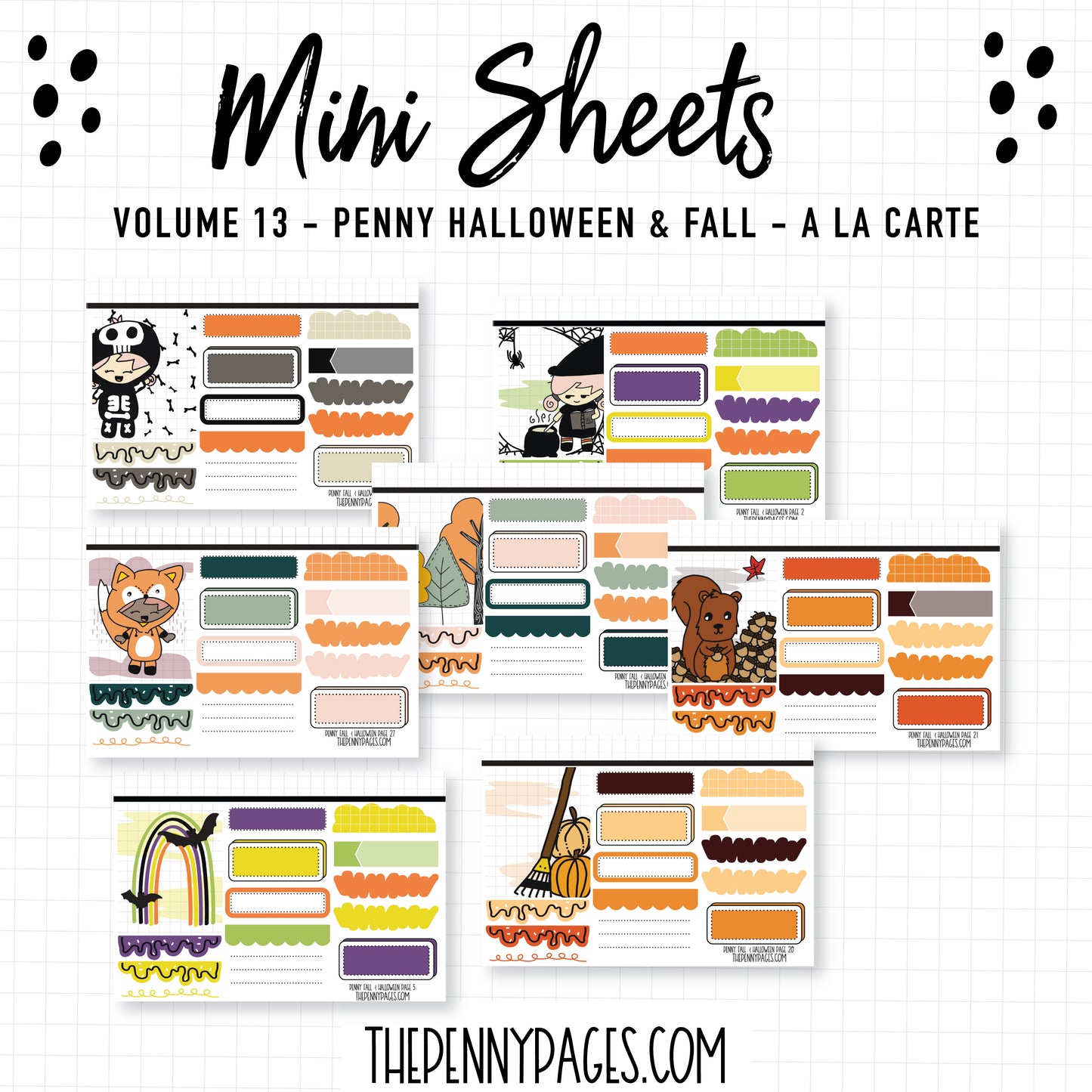 Mini Sheets - Volume 13 - Penny Fall & Halloween *Exclusive hand drawn art*