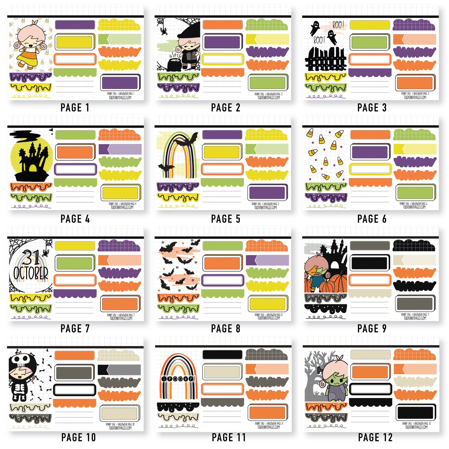 Mini Sheets - Volume 13 - Penny Fall & Halloween *Exclusive hand drawn art*