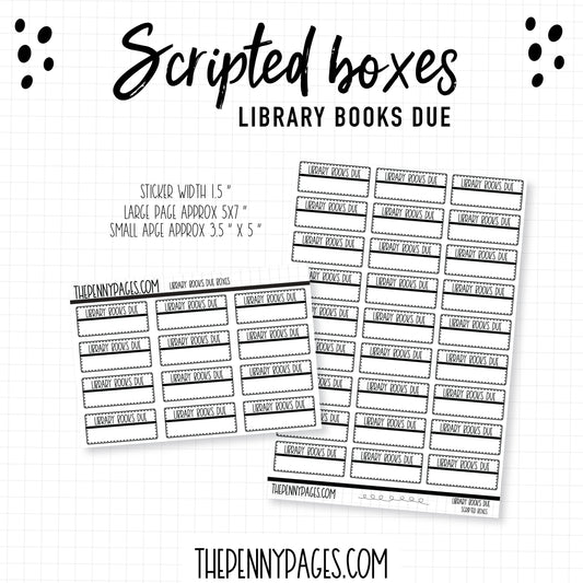 Library Books Due - Scripted Boxes