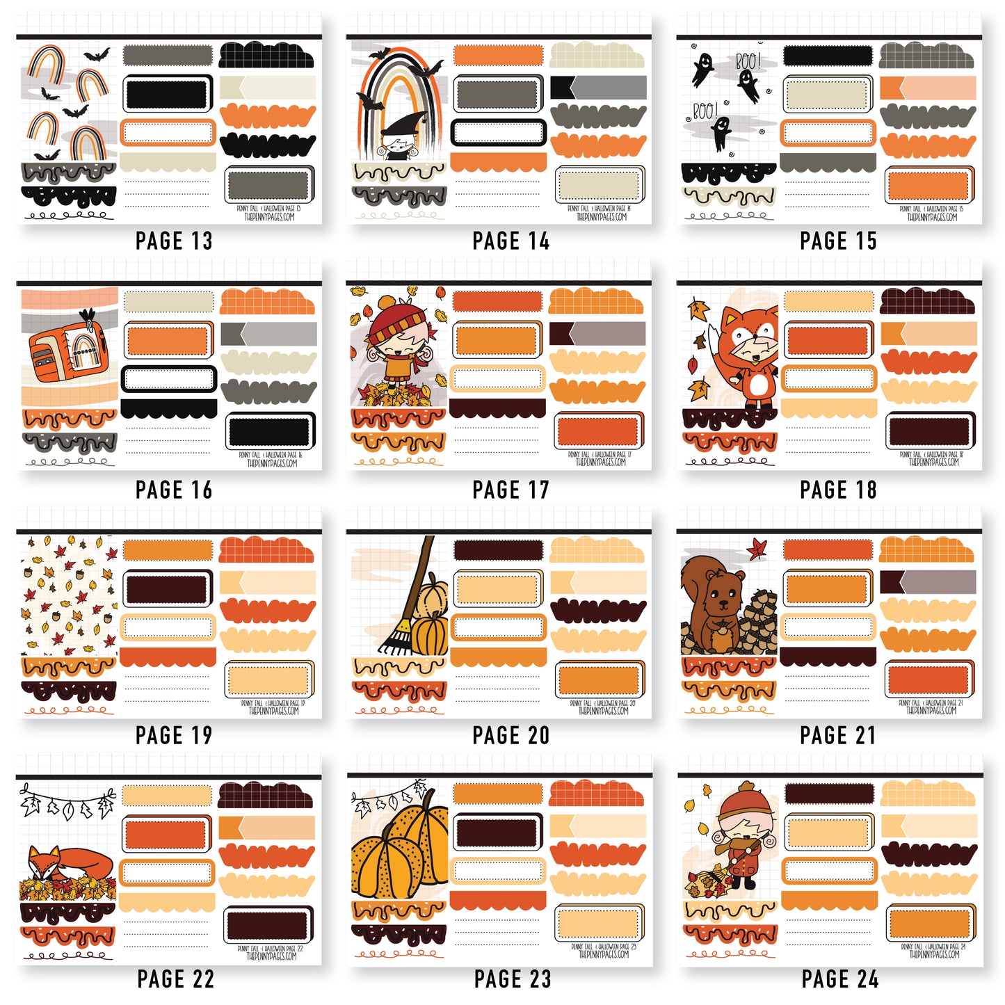 Mini Sheets - Volume 13 - Penny Fall & Halloween *Exclusive hand drawn art*