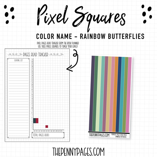 Pixel squares - Rainbow Butterflies