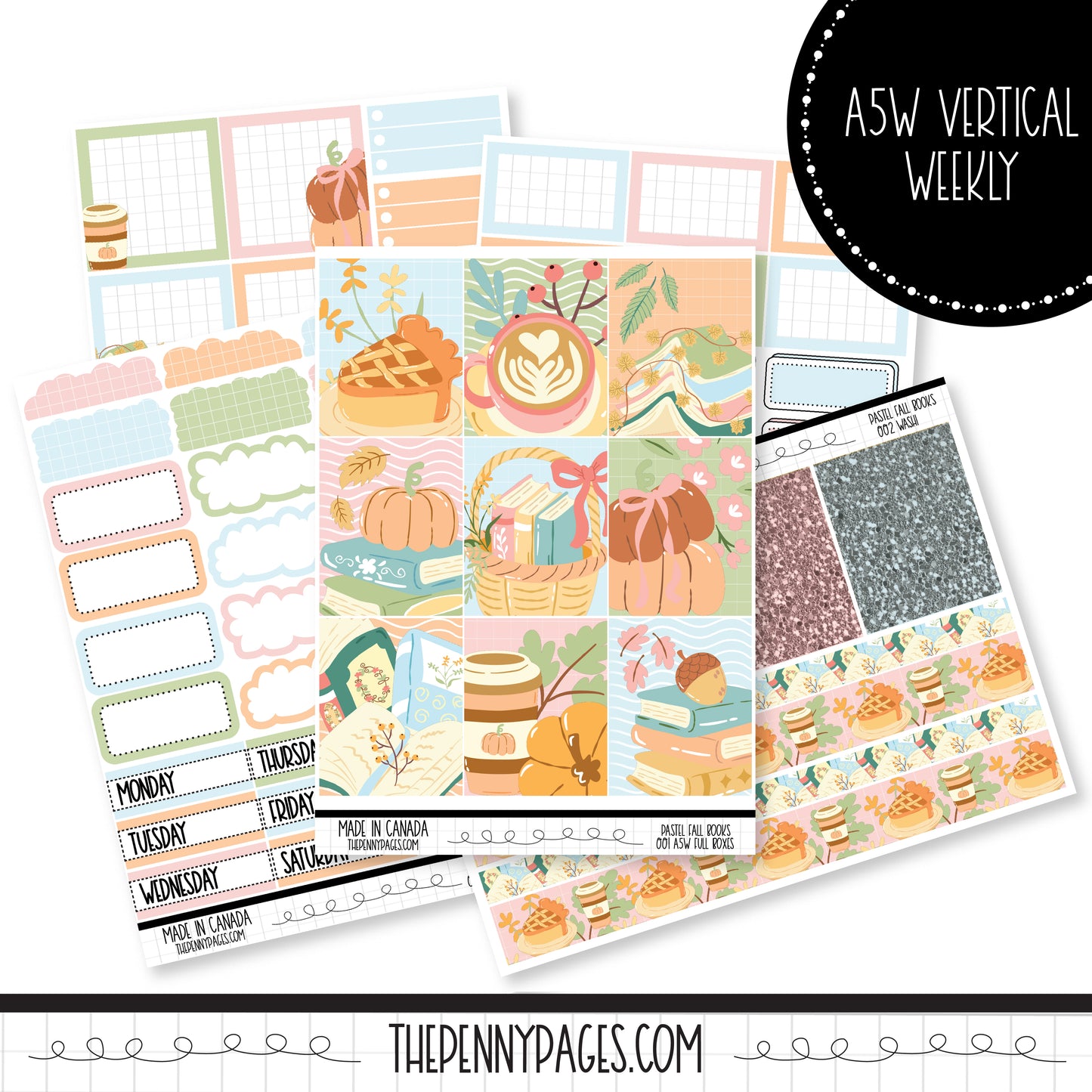 Pastel Fall Books - A5W Weekly