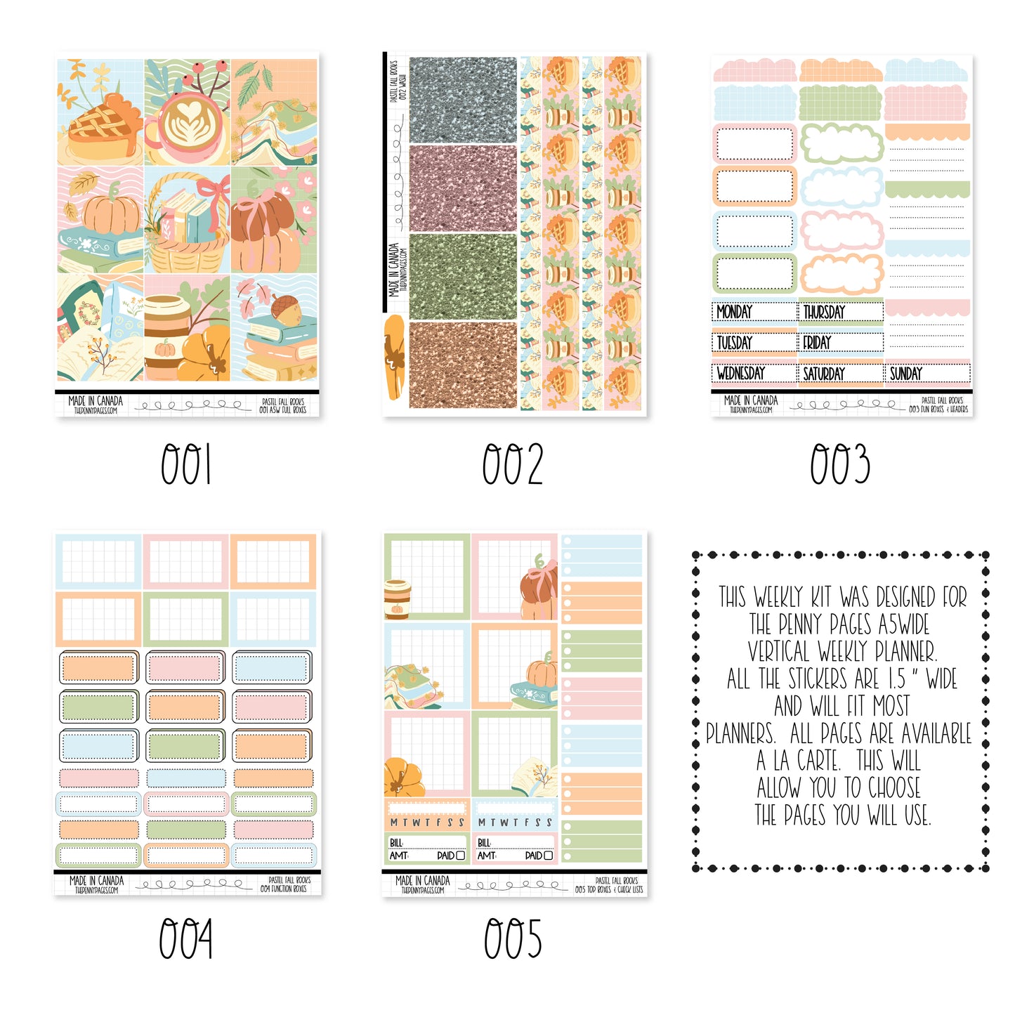 Pastel Fall Books - A5W Weekly