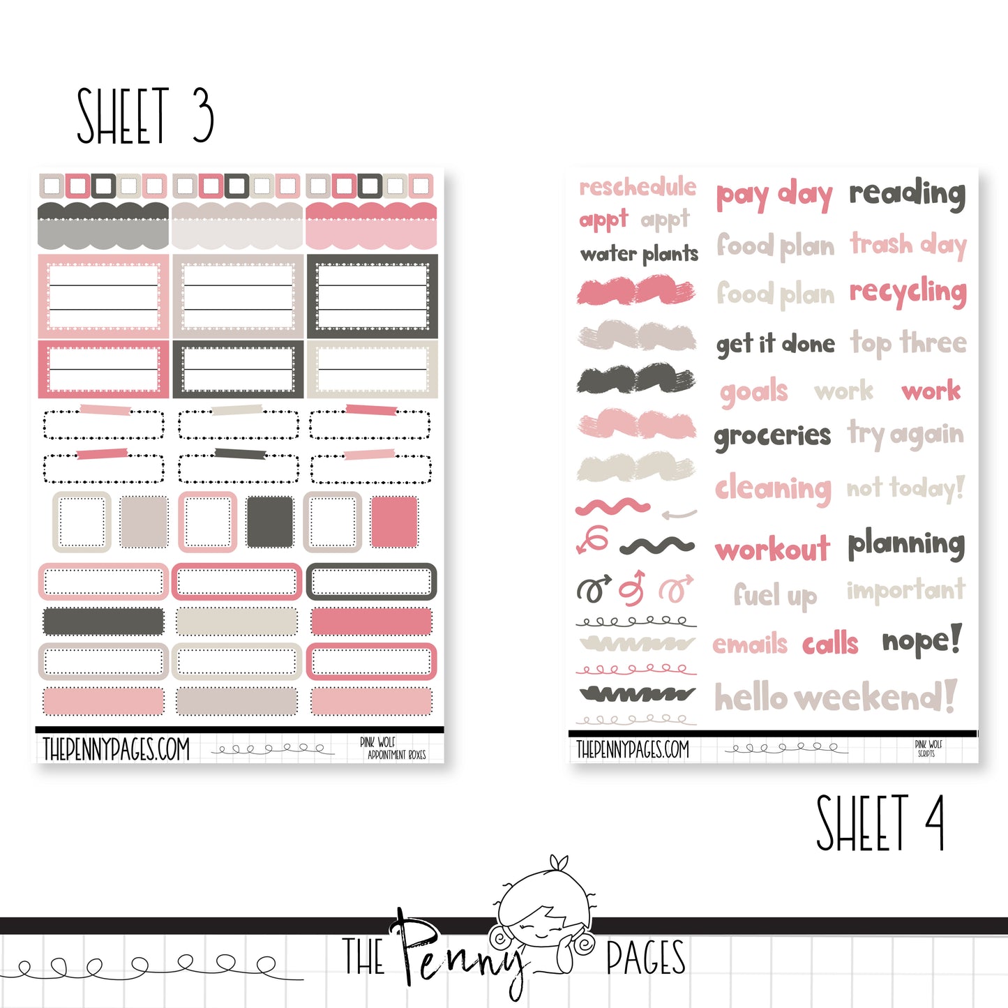 Pink Wolf - Weeks vertical weekly kit