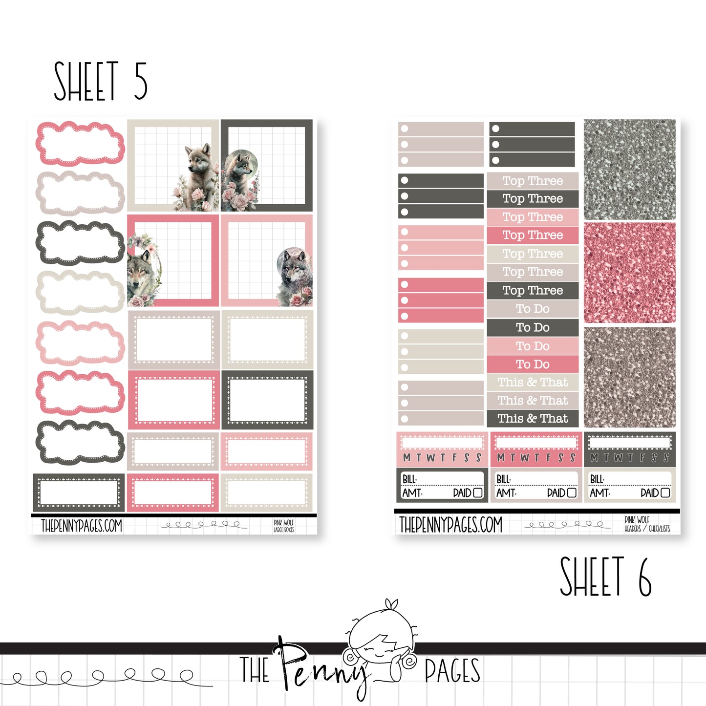 Pink Wolf - Weeks vertical weekly kit