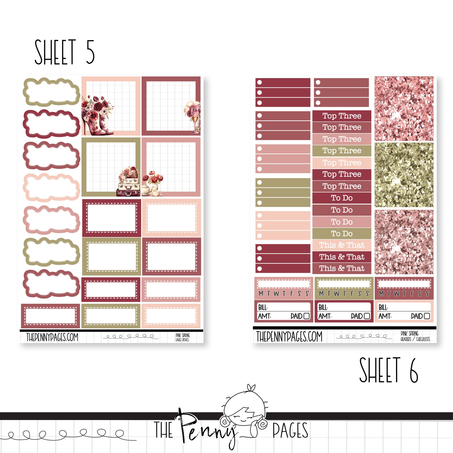 Pink Spring - Weeks vertical weekly kit